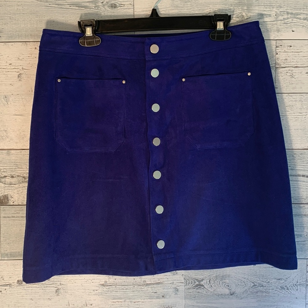 INC International Concepts Cobalt Blue Button-Front Mini Skirt